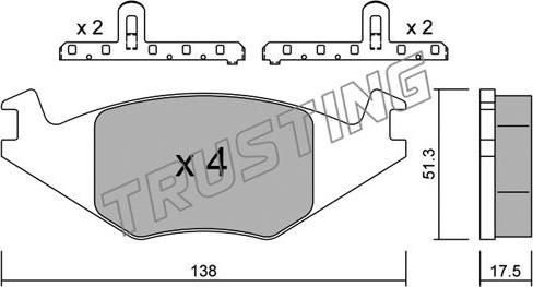 Trusting 049.0K - Kit pastiglie freno, Freno a disco autozon.pro