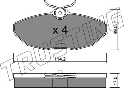 Trusting 1190.0 - Kit pastiglie freno, Freno a disco autozon.pro