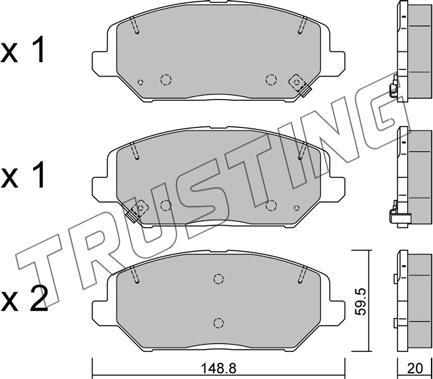 Trusting 1163.0 - Kit pastiglie freno, Freno a disco autozon.pro