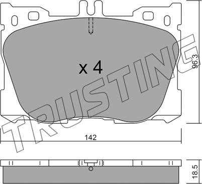 Trusting 1134.0 - Kit pastiglie freno, Freno a disco autozon.pro