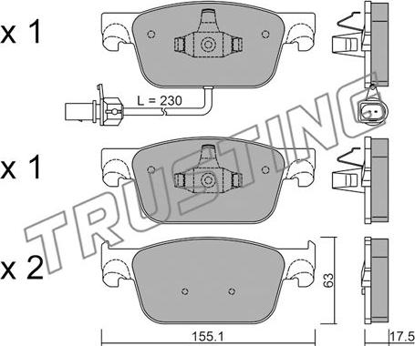 Trusting 1125.0 - Kit pastiglie freno, Freno a disco autozon.pro