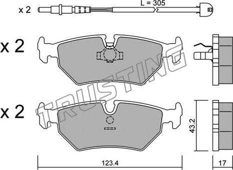 Trusting 182.1W - Kit pastiglie freno, Freno a disco autozon.pro