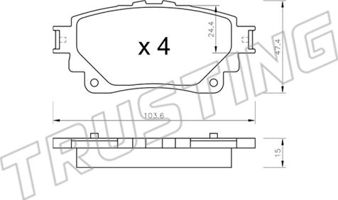 Trusting 1290.0 - Kit pastiglie freno, Freno a disco autozon.pro