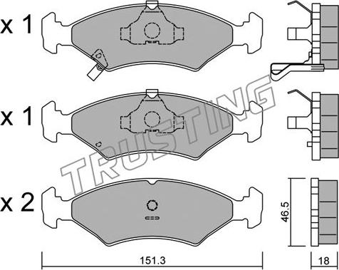 Trusting 129.0 - Kit pastiglie freno, Freno a disco autozon.pro