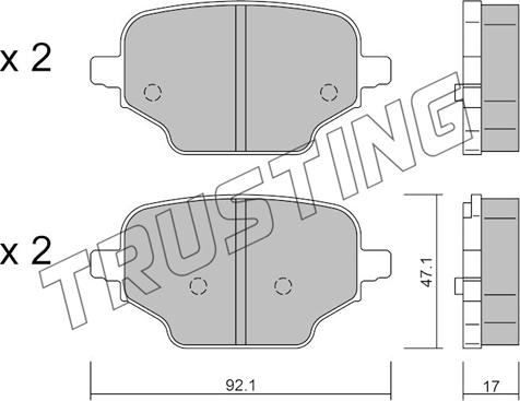 Trusting 1245.0 - Kit pastiglie freno, Freno a disco autozon.pro