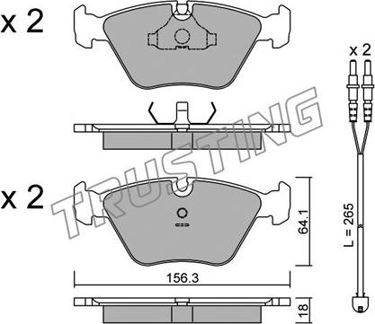 Trusting 124.2W - Kit pastiglie freno, Freno a disco autozon.pro