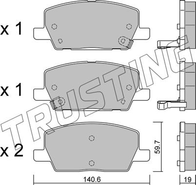 Trusting 1212.0 - Kit pastiglie freno, Freno a disco autozon.pro