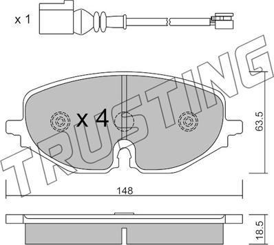 Trusting 1280.0 - Kit pastiglie freno, Freno a disco autozon.pro