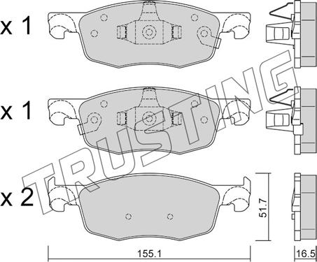 Trusting 1282.0 - Kit pastiglie freno, Freno a disco autozon.pro