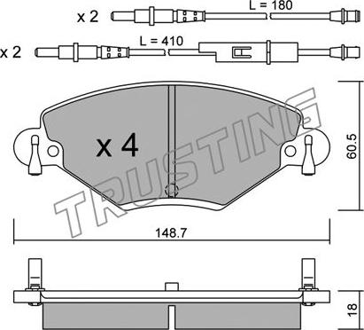 Trusting 340.0 - Kit pastiglie freno, Freno a disco autozon.pro