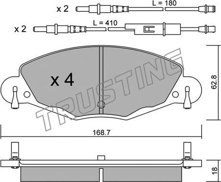 Trusting 341.0 - Kit pastiglie freno, Freno a disco autozon.pro