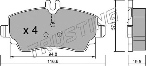 Trusting 319.1 - Kit pastiglie freno, Freno a disco autozon.pro