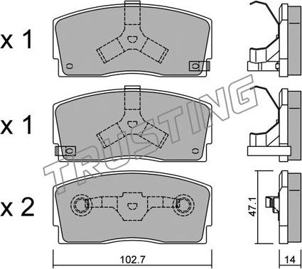 Trusting 249.0 - Kit pastiglie freno, Freno a disco autozon.pro