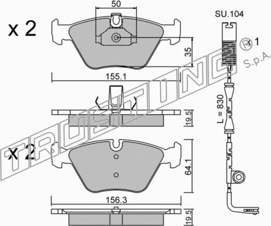 Trusting 216.0W - Kit pastiglie freno, Freno a disco autozon.pro