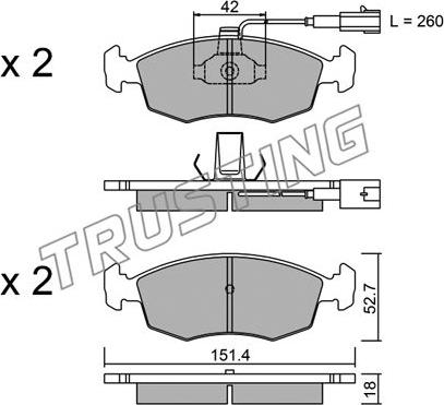 Trusting 283.1 - Kit pastiglie freno, Freno a disco autozon.pro