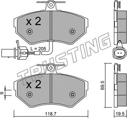 Trusting 224.2 - Kit pastiglie freno, Freno a disco autozon.pro