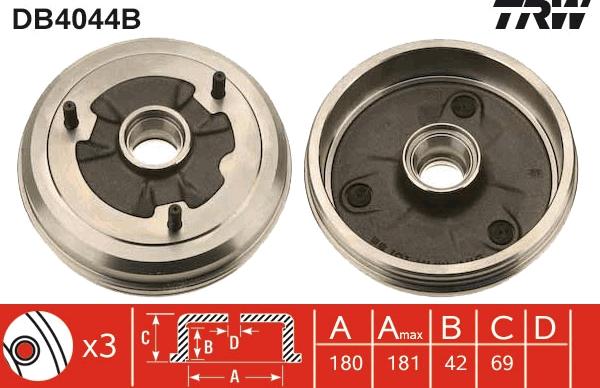 TRW DB4044B - Tamburo freno autozon.pro