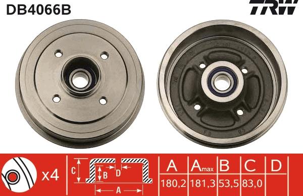 TRW DB4066B - Tamburo freno autozon.pro