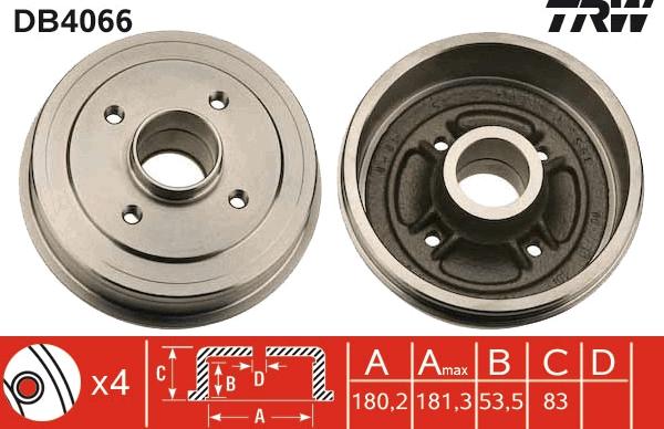 TRW DB4066 - Tamburo freno autozon.pro