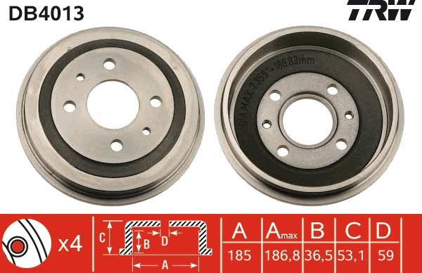 TRW DB4013 - Tamburo freno autozon.pro