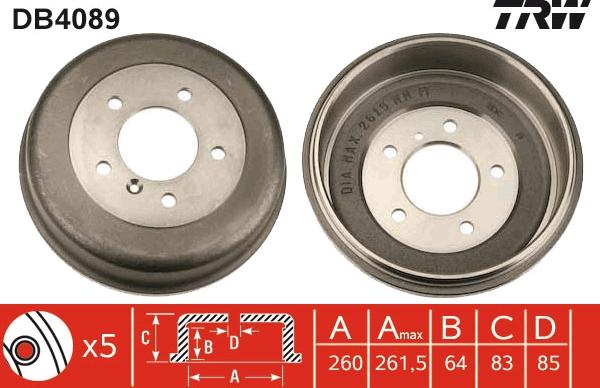 TRW DB4089 - Tamburo freno autozon.pro