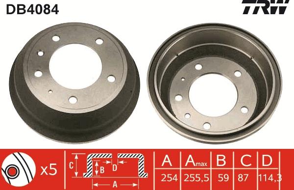 TRW DB4084 - Tamburo freno autozon.pro