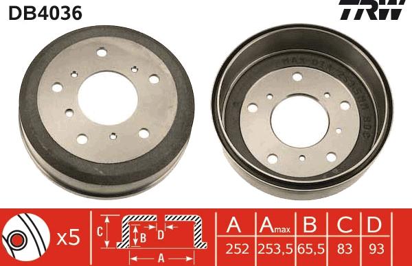 TRW DB4036 - Tamburo freno autozon.pro