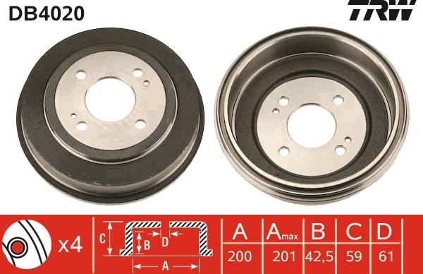 TRW DB4020 - Tamburo freno autozon.pro