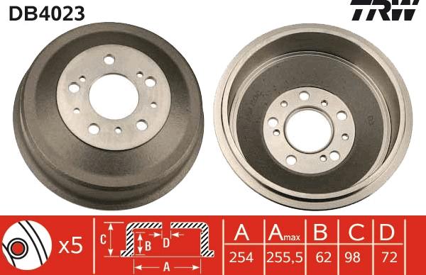 TRW DB4023 - Tamburo freno autozon.pro