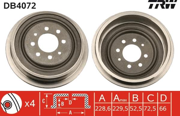 TRW DB4072 - Tamburo freno autozon.pro