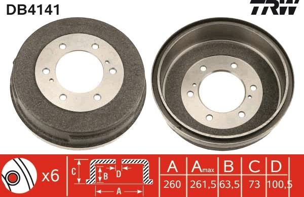 TRW DB4141 - Tamburo freno autozon.pro