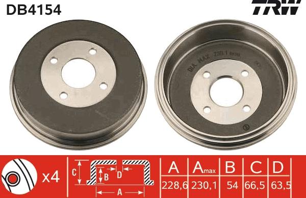 TRW DB4154 - Tamburo freno autozon.pro