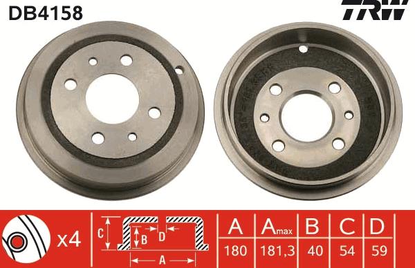 TRW DB4158 - Tamburo freno autozon.pro