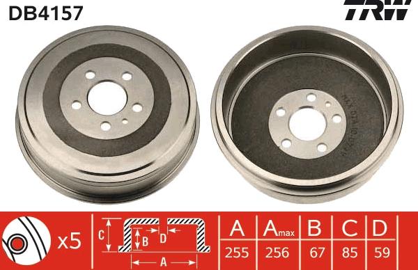 TRW DB4157 - Tamburo freno autozon.pro