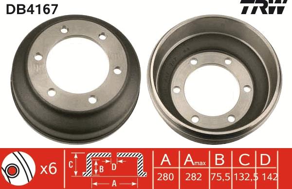 TRW DB4167 - Tamburo freno autozon.pro