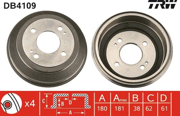 TRW DB4109 - Tamburo freno autozon.pro