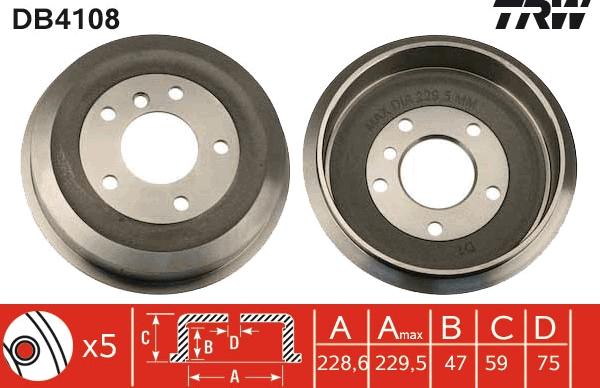 TRW DB4108 - Tamburo freno autozon.pro