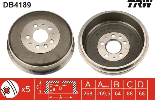 TRW DB4189 - Tamburo freno autozon.pro