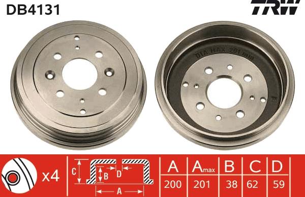 TRW DB4131 - Tamburo freno autozon.pro