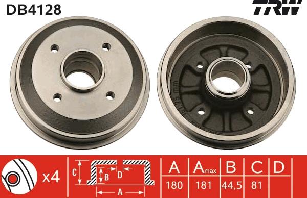 TRW DB4128 - Tamburo freno autozon.pro