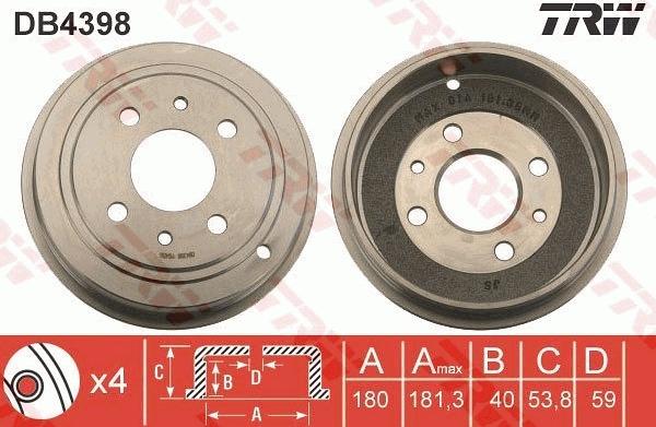 TRW DB4398 - Tamburo freno autozon.pro