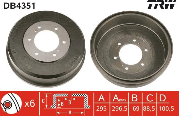 TRW DB4351 - Tamburo freno autozon.pro