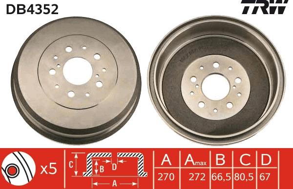 TRW DB4352 - Tamburo freno autozon.pro