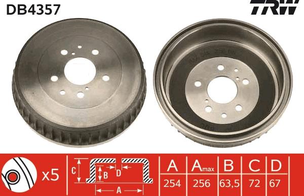 TRW DB4357 - Tamburo freno autozon.pro