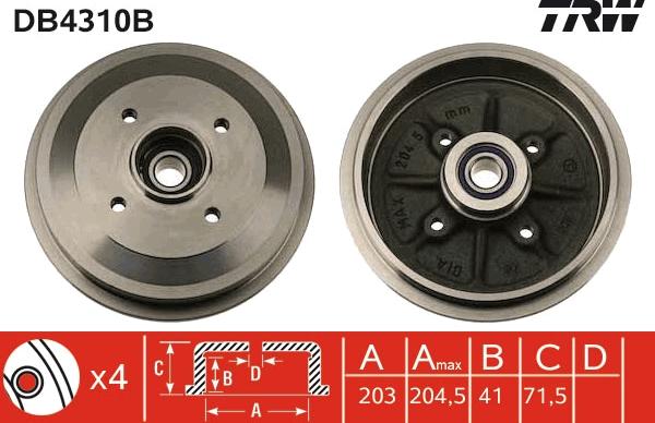 TRW DB4310B - Tamburo freno autozon.pro