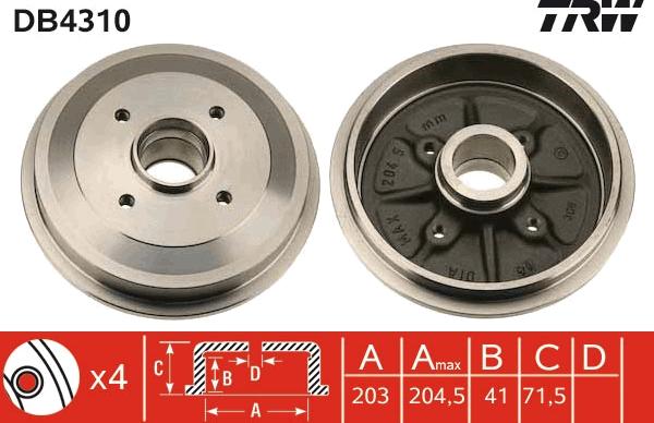 TRW DB4310 - Tamburo freno autozon.pro