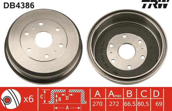 TRW DB4386 - Tamburo freno autozon.pro