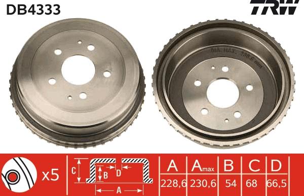 TRW DB4333 - Tamburo freno autozon.pro