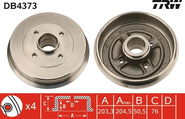 TRW DB4373 - Tamburo freno autozon.pro