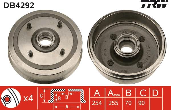 TRW DB4292 - Tamburo freno autozon.pro